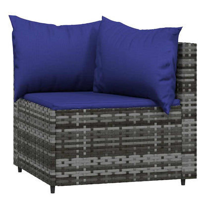 vidaXL Salon de jardin 3 pièces avec coussins Résine tressée Gris