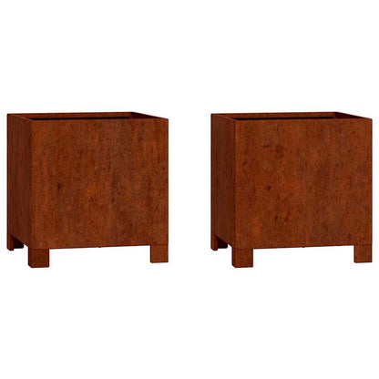 vidaXL Jardinières avec pieds 2 pcs Rouille 30x30x30 cm Acier Corten