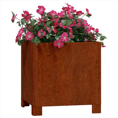 vidaXL Jardinières avec pieds 2 pcs Rouille 30x30x30 cm Acier Corten