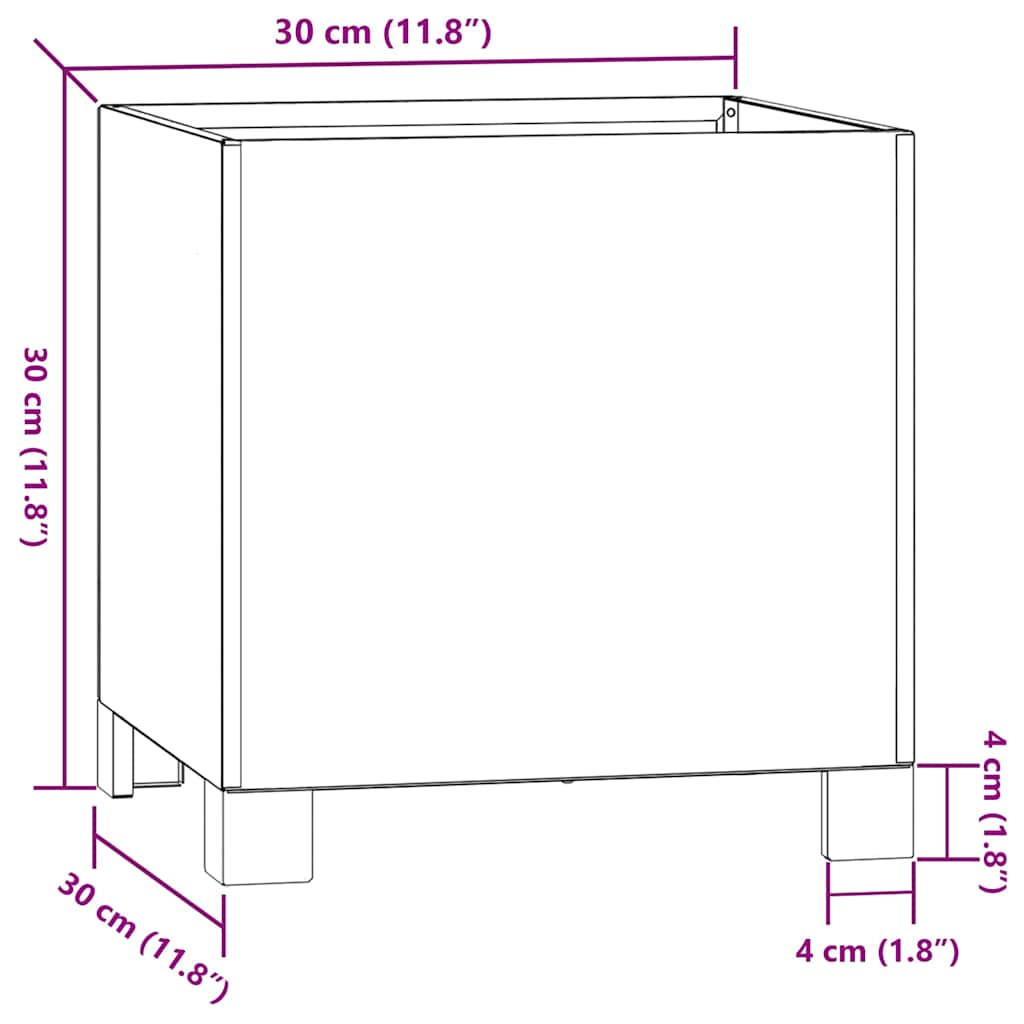 vidaXL Jardinières avec pieds 2 pcs Rouille 30x30x30 cm Acier Corten