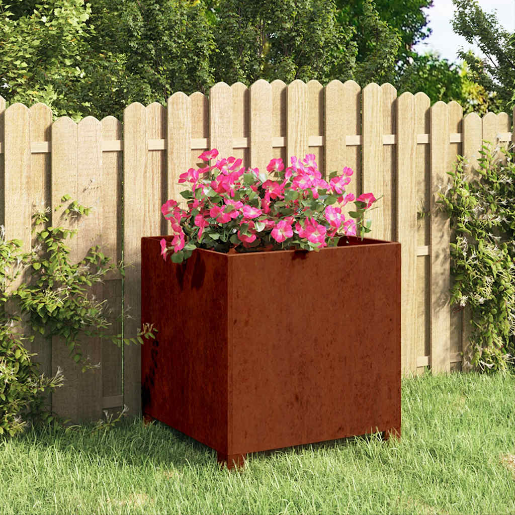 vidaXL Jardinière sur pieds Rouille 40x40x40 cm Acier Corten