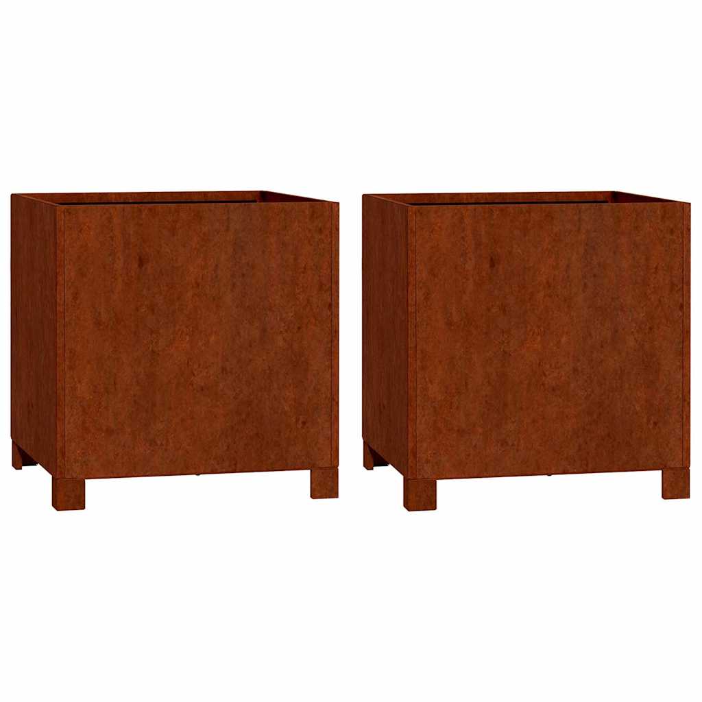vidaXL Jardinières sur pieds 2 pcs Rouille 40x40x40 cm Acier Corten