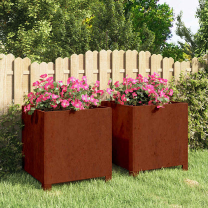 vidaXL Jardinières sur pieds 2 pcs Rouille 40x40x40 cm Acier Corten