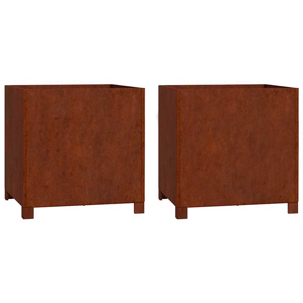 vidaXL Jardinières sur pieds 2 pcs Rouille 50x50x50 cm Acier Corten