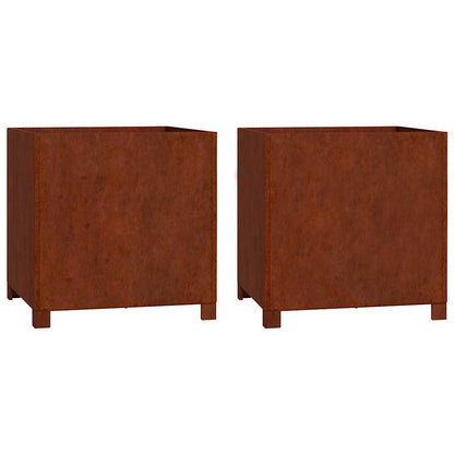 vidaXL Jardinières sur pieds 2 pcs Rouille 50x50x50 cm Acier Corten