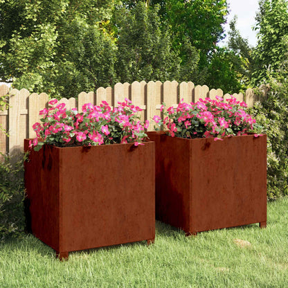 vidaXL Jardinières sur pieds 2 pcs Rouille 50x50x50 cm Acier Corten