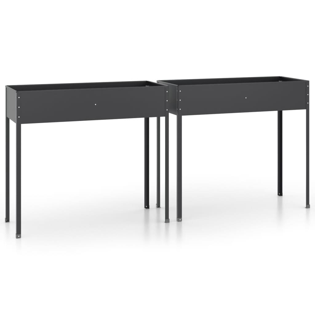 vidaXL Jardinières 2 pcs Acier galvanisé anthracite