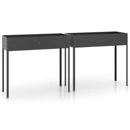 vidaXL Jardinières 2 pcs Acier galvanisé anthracite