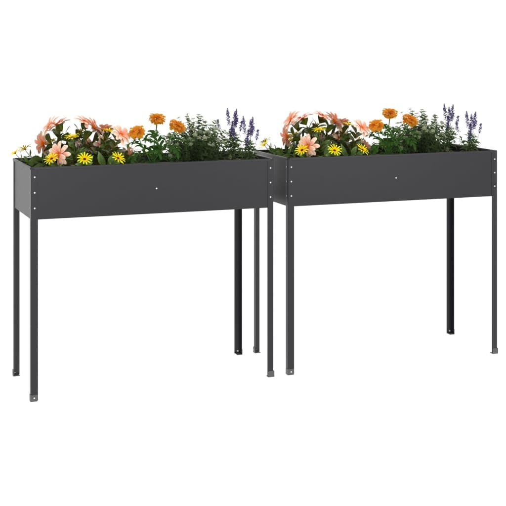 vidaXL Jardinières 2 pcs Acier galvanisé anthracite