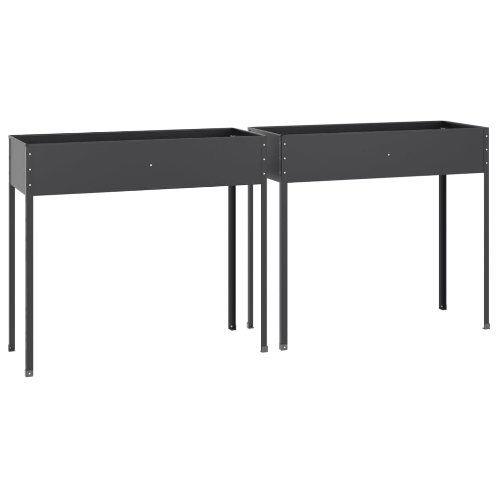 vidaXL Jardinières 2 pcs Acier galvanisé anthracite