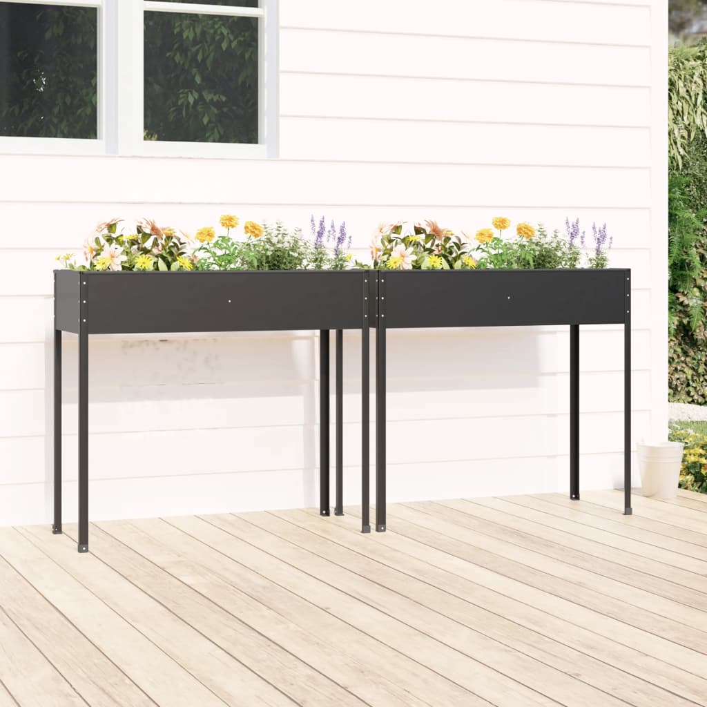 vidaXL Jardinières 2 pcs Acier galvanisé anthracite