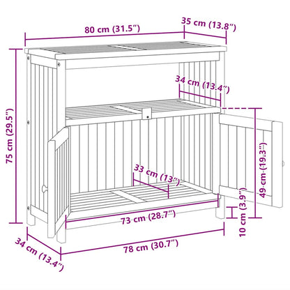 Garten-Konsolentisch 80x35x75 cm Massivholz Akazie
