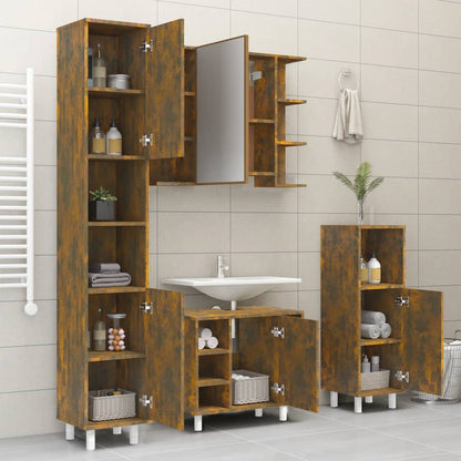 vidaXL Badschrank Räuchereiche 30x30x179 cm Holzwerkstoff