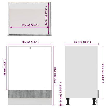 vidaXL Herdumbauschrank Lyon Grau Sonoma 60x46x81,5 cm Holzwerkstoff