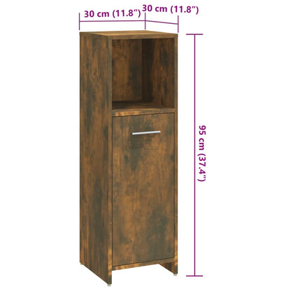 vidaXL Badschrank Räuchereiche 30x30x95 cm Holzwerkstoff