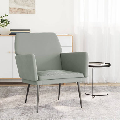 vidaXL Fauteuil Gris Clair 62x79x79 cm Velours
