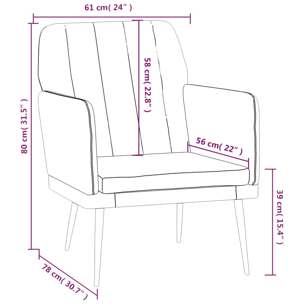 vidaXL Fauteuil crème 61x78x80 cm similicuir