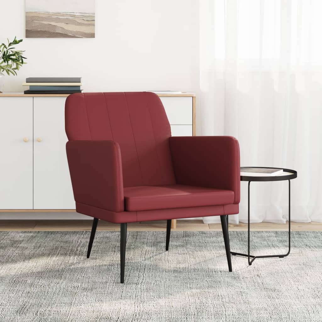 vidaXL Fauteuil Rouge bordeaux 61x78x80 cm Similicuir
