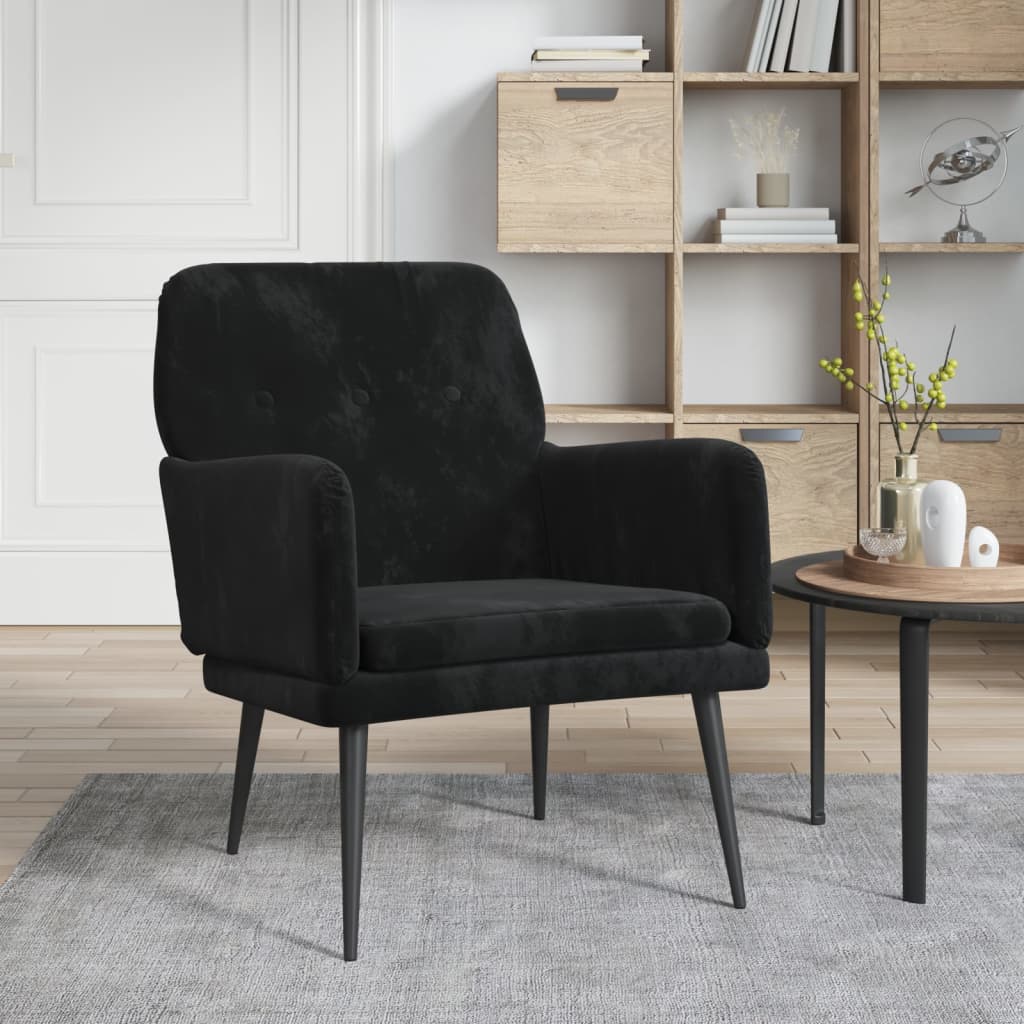 vidaXL Fauteuil Noir 62x79x79 cm Velours