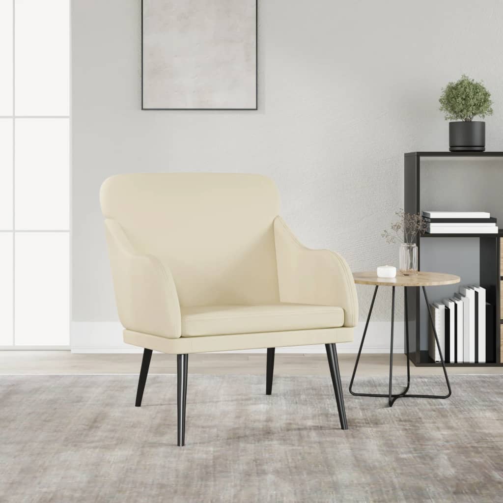 vidaXL Fauteuil crème 63x76x80 cm Similicuir