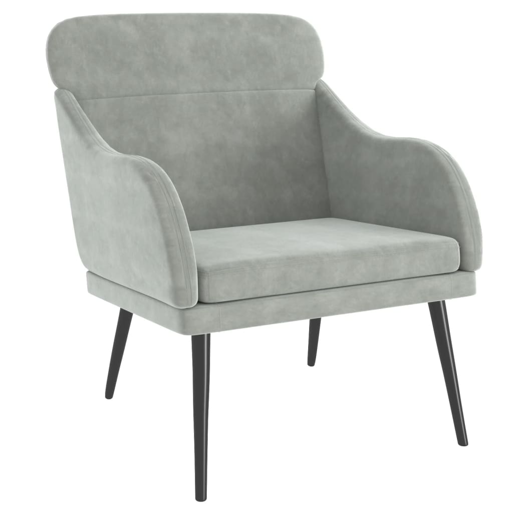 vidaXL Fauteuil Gris Clair 63x76x80 cm Velours
