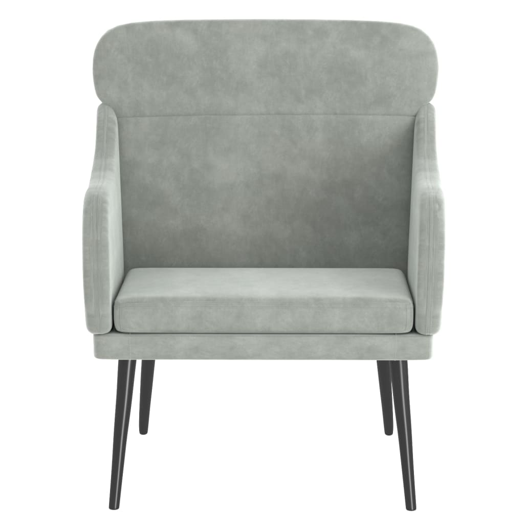 vidaXL Fauteuil Gris Clair 63x76x80 cm Velours