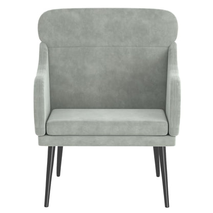 vidaXL Fauteuil Gris Clair 63x76x80 cm Velours