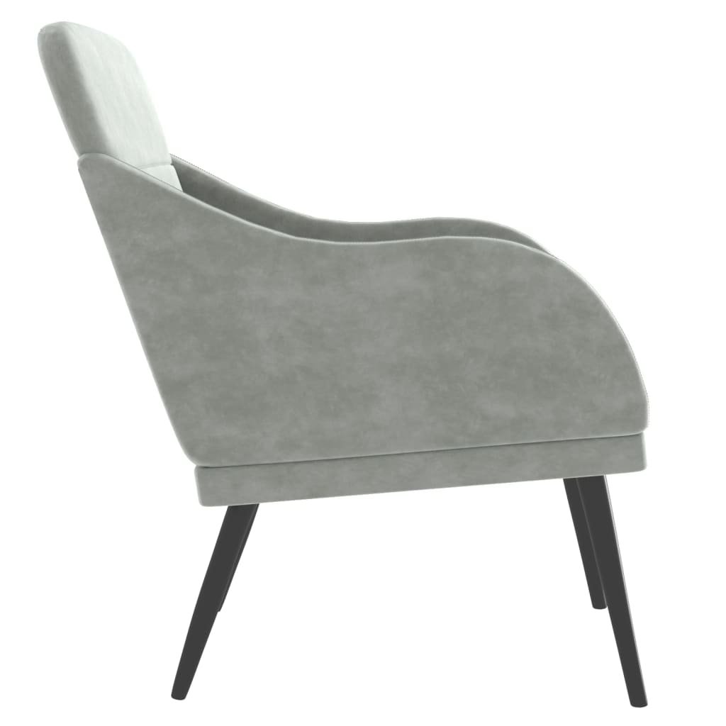 vidaXL Fauteuil Gris Clair 63x76x80 cm Velours