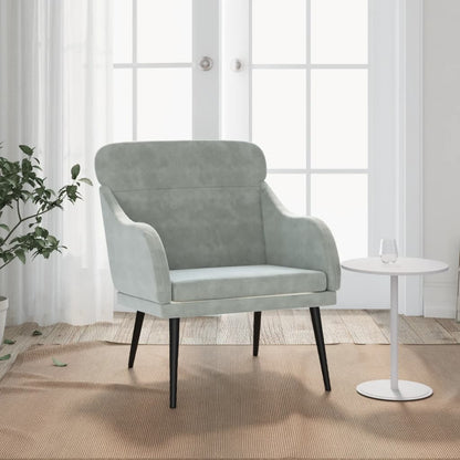 vidaXL Fauteuil Gris Clair 63x76x80 cm Velours