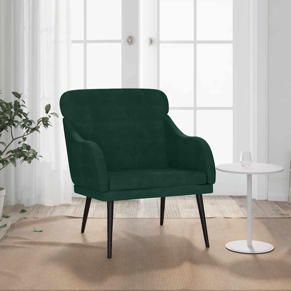 vidaXL Fauteuil Vert foncé 63x76x80 cm Velours