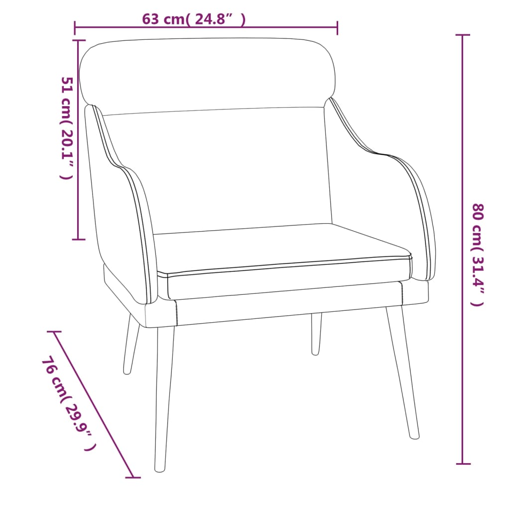 vidaXL Fauteuil rose 63x76x80 cm Velours