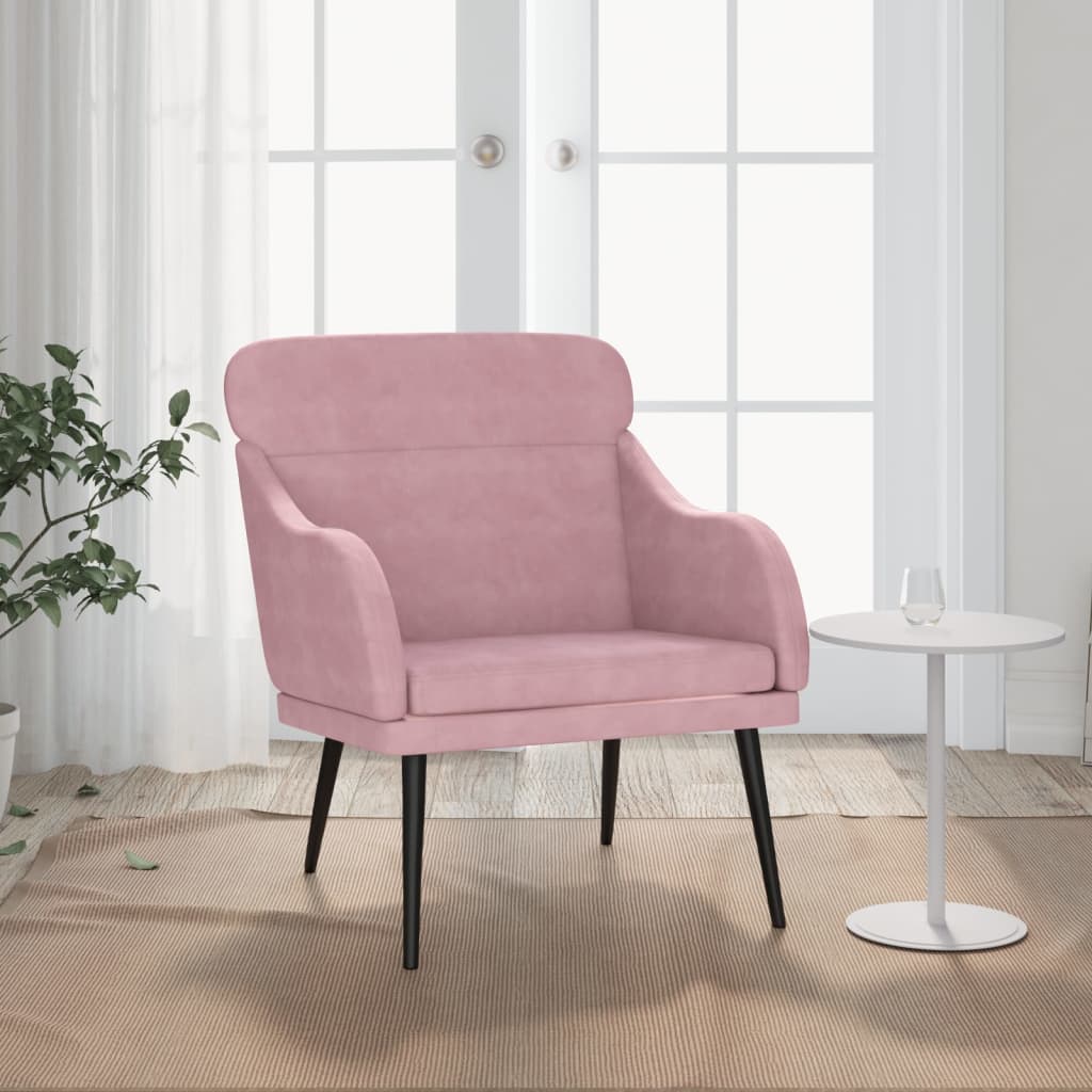 vidaXL Fauteuil rose 63x76x80 cm Velours