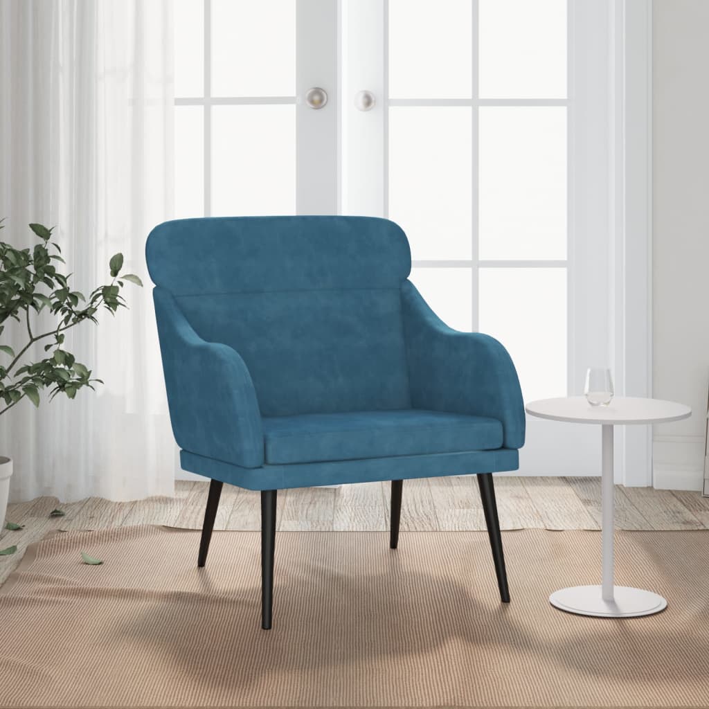 vidaXL Fauteuil bleu 63x76x80 cm Velours