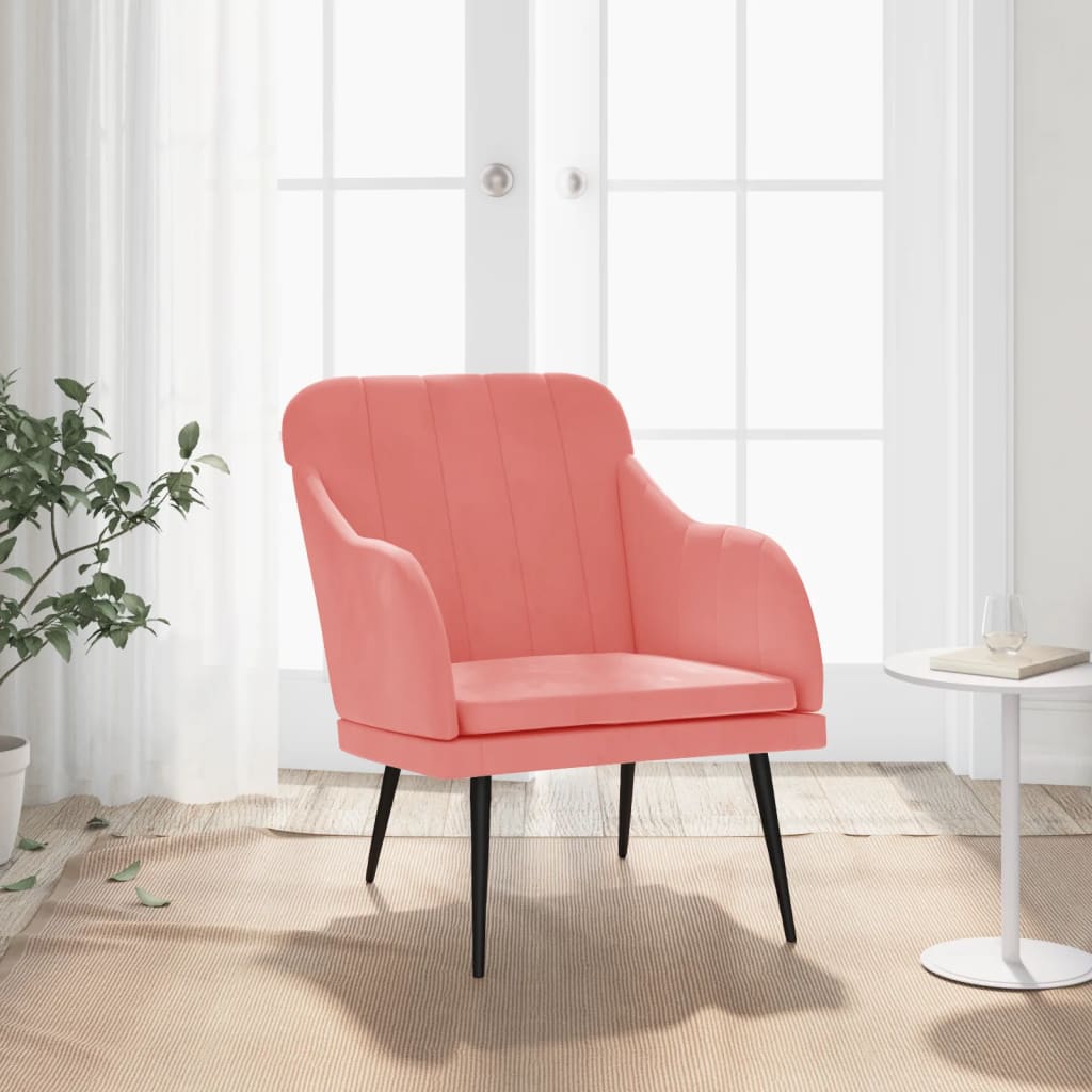 vidaXL Fauteuil rose 63x76x80 cm Velours