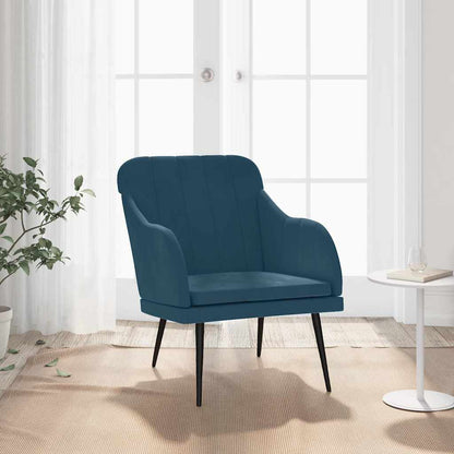 vidaXL Fauteuil bleu 63x76x80 cm Velours