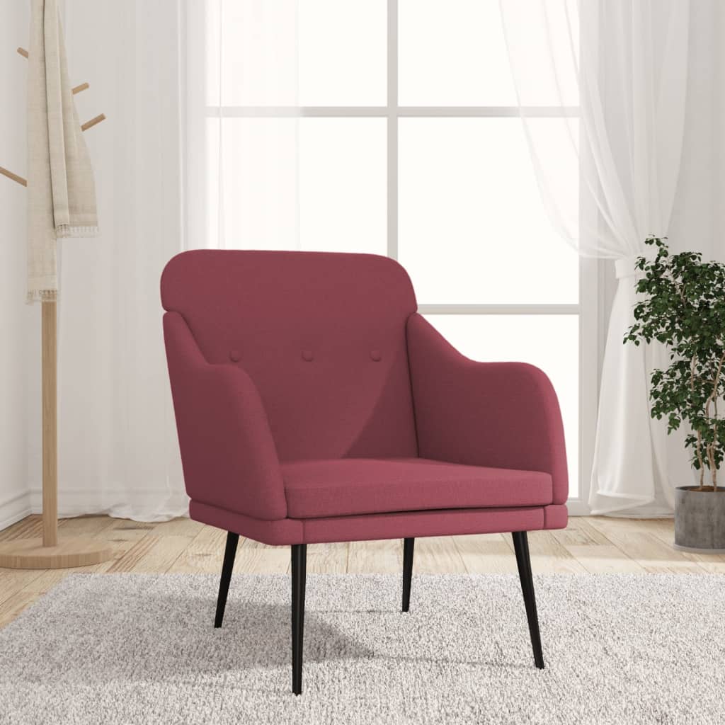 vidaXL Fauteuil Rouge bordeaux 63x76x80 cm Tissu