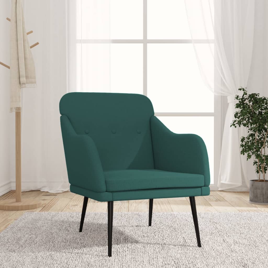 vidaXL Fauteuil vert foncé 63x76x80 cm Tissu