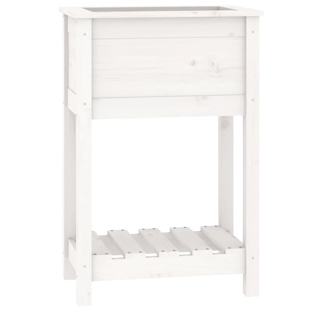 vidaXL Jardinière avec étagère Blanc 54x34,5x81 cm Pin massif