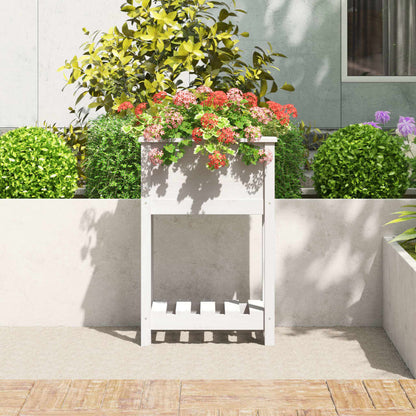 vidaXL Jardinière avec étagère Blanc 54x34,5x81 cm Pin massif