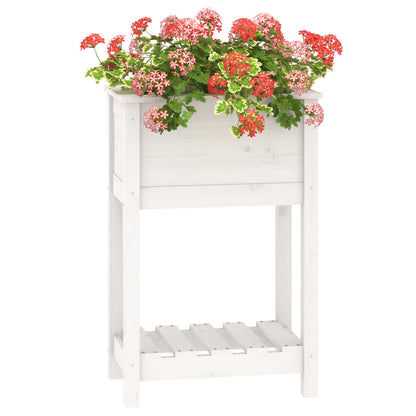 vidaXL Jardinière avec étagère Blanc 54x34,5x81 cm Pin massif