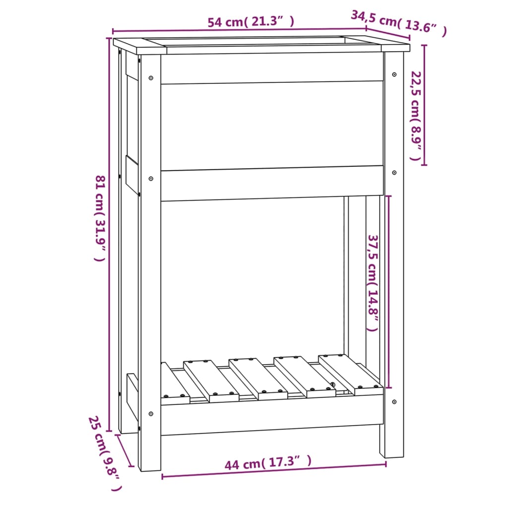 vidaXL Jardinière avec étagère Blanc 54x34,5x81 cm Pin massif