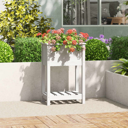 vidaXL Jardinière avec étagère Blanc 54x34,5x81 cm Pin massif