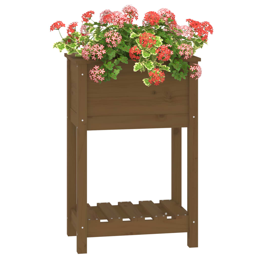 vidaXL Jardinière avec étagère Marron miel 54x34,5x81 cm Bois de pin
