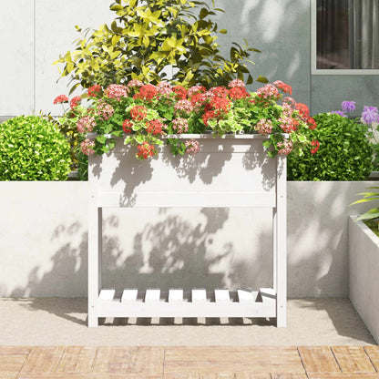 vidaXL Jardinière avec étagère Blanc 82,5x34,5x81 cm Bois de pin massif
