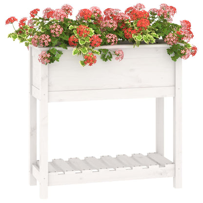 vidaXL Jardinière avec étagère Blanc 82,5x34,5x81 cm Bois de pin massif