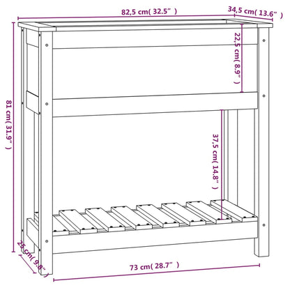 vidaXL Jardinière avec étagère Blanc 82,5x34,5x81 cm Bois de pin massif