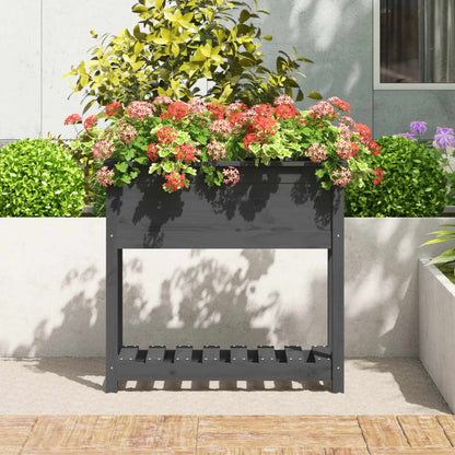 Jardinière vidaXL avec étagère Gris 82,5x34,5x81 cm Bois de pin massif