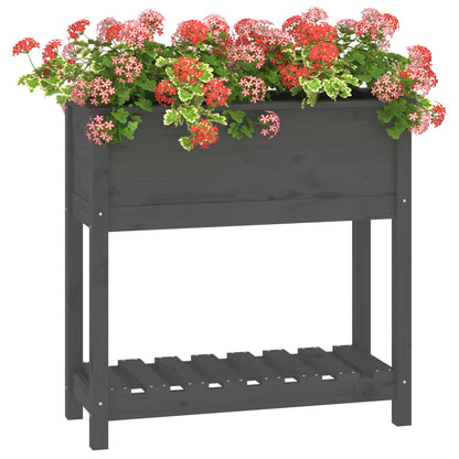 Jardinière vidaXL avec étagère Gris 82,5x34,5x81 cm Bois de pin massif
