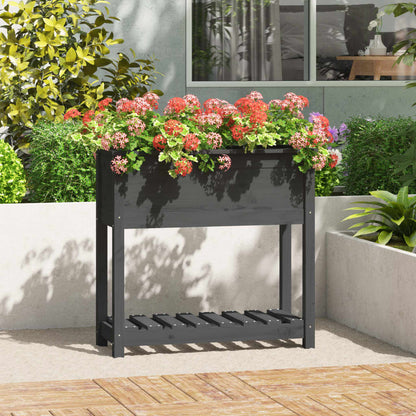 Jardinière vidaXL avec étagère Gris 82,5x34,5x81 cm Bois de pin massif