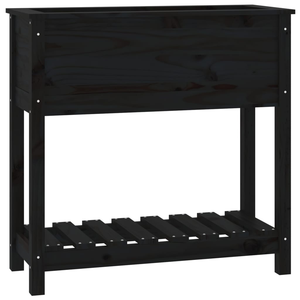 vidaXL Jardinière avec étagère Noir 82,5x34,5x81 cm Bois de pin massif